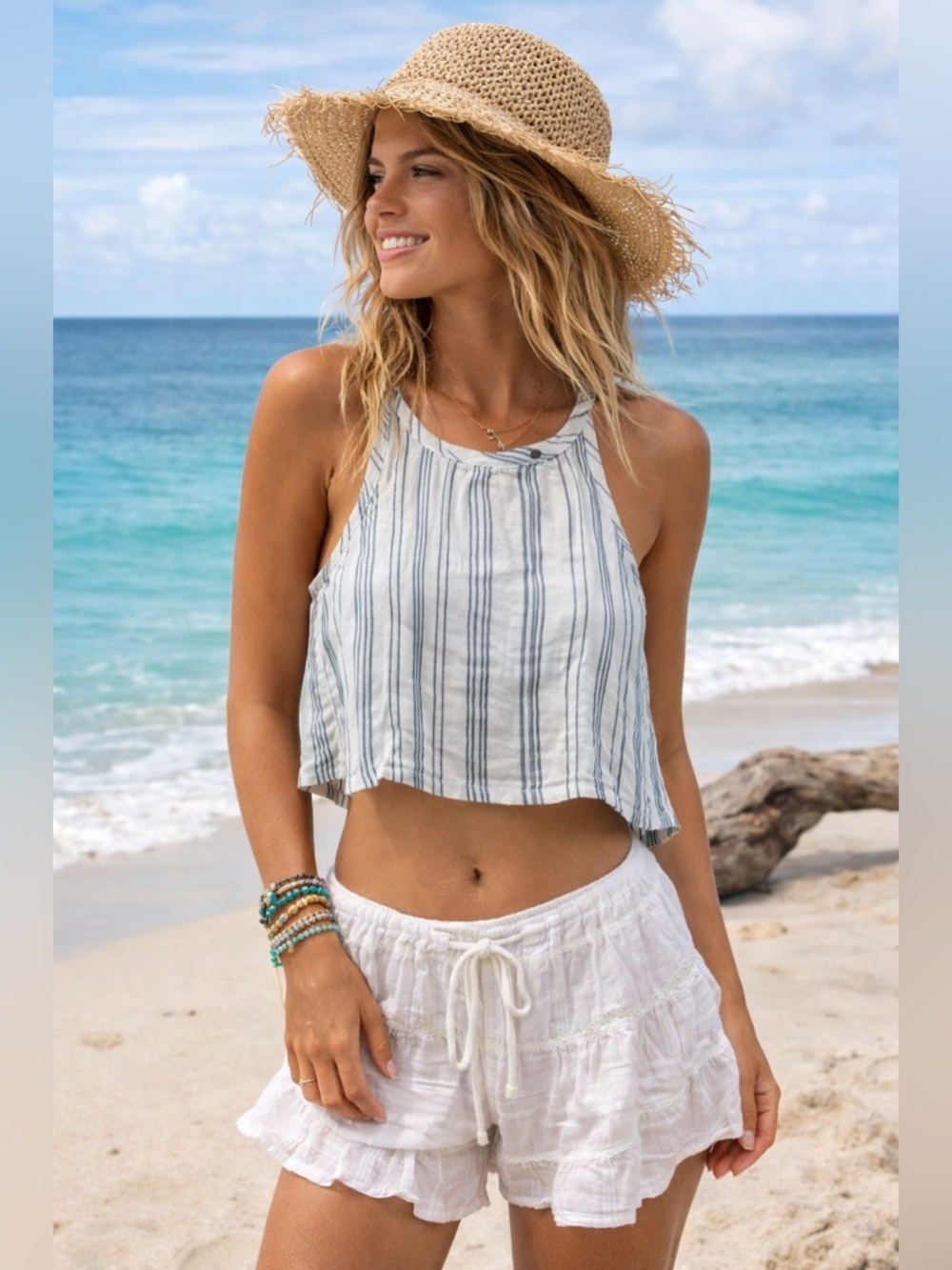 Billabong Striped Crop Top - Size M